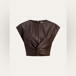COMMENSE Leather Knot Top